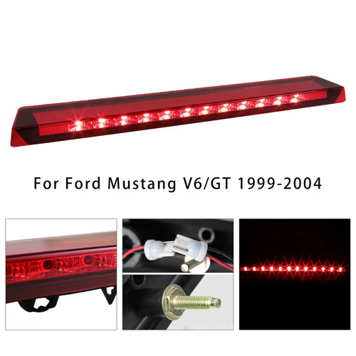 1999-2004 Ford Mustang V6/GT Bright LED Red 3rd Third Brake Light Stop Lamp 1R3Z13A613AB Red Generic