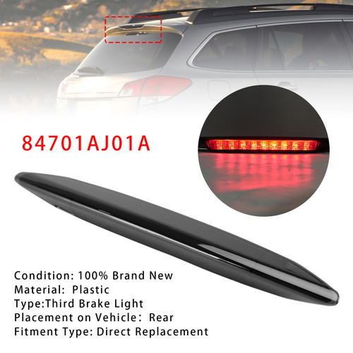 2010-2014 Subaru Outback High Mount Third Brake Light Lamp 84701AJ01A Black Generic