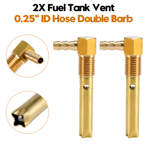 2x 1/4" ID Hose Fuel Tank Vent 1/4"-18NPTF Thread For Both small and large tanks