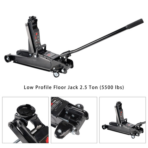 Low Profile Floor Jack 2.5 Ton (5500 lbs), Heavy Duty Iron Hydraulic Racing Floor Jack, Hydraulic Car Jack 3.35"-14.17" Height Lifting Range
