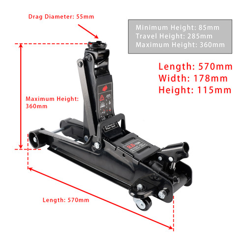 Low Profile Floor Jack 2.5 Ton (5500 lbs), Heavy Duty Iron Hydraulic Racing Floor Jack, Hydraulic Car Jack 3.35"-14.17" Height Lifting Range