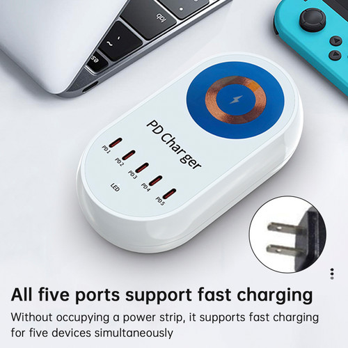 140W PD Multi-Port Charger Magnetic Wireless Fast Charging PD100W Laptop Mobile Phone Charger US Plug