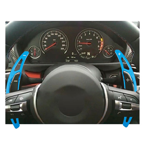 2014-2018 BMW X5 X6 X5M X6M Steering Wheel Paddle Shifter Extension Aluminium Blue Generic