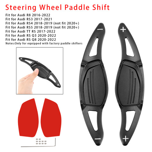 2016-2022 Audi R8 RS3 RS4 RS5 Steering Wheel Paddle Shifter Extension Aluminium Black Generic