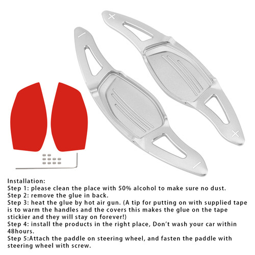 2016-2022 Audi R8 RS3 RS4 RS5 Steering Wheel Paddle Shifter Extension Aluminium Silver Generic
