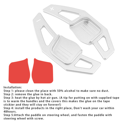 2013-2018 Kia Forte K3 K7 Cerato Cadenza Ceed SW/GT Steering Wheel Paddle Shifter Extension Aluminium Silver Generic