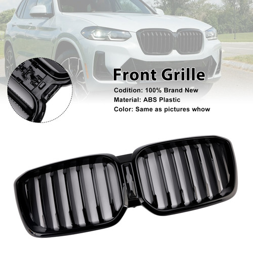 2022-2025 BMW X3 G01 X4 G02 With Camera Hole Front Bumper Kidney Grille Gloss Black Generic