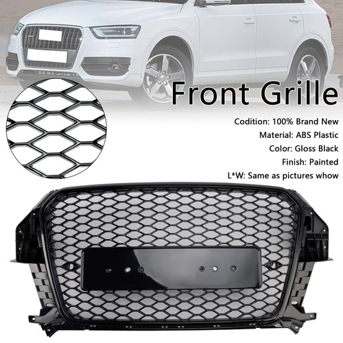 2011-2015 Audi Q3 RSQ3 Style Front Honeycomb Mesh Grille Gloss Black Generic