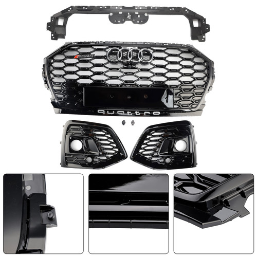 2021-2025 Audi Q5 SQ5 S-Line Grill & Fog Light Cover Gloss Black Generic