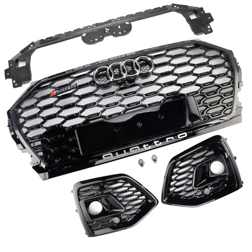 2021-2025 Audi Q5 SQ5 S-Line Grill & Fog Light Cover Gloss Black Generic