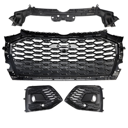 2021-2025 Audi Q5 SQ5 S-Line Grill & Fog Light Cover Gloss Black Generic