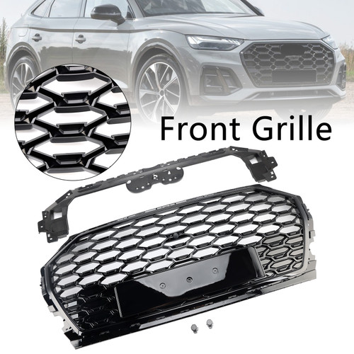 RSQ5 Style Front Honeycomb Mesh Grill Grille Fit Audi Q5 SQ5 2021-2025