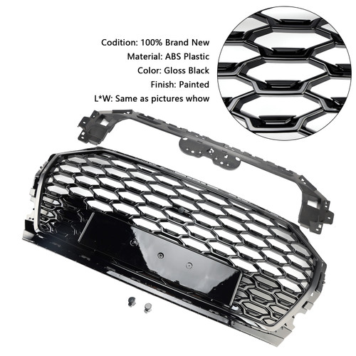 RSQ5 Style Front Honeycomb Mesh Grill Grille Fit Audi Q5 SQ5 2021-2025