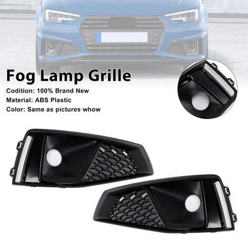 2018-2020 Audi A4 B9 S-LINE S4 Front Fog Light Grille Trim Cover Black Generic