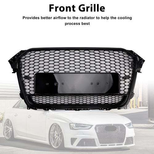 2013-2016 Audi A4 / S4 B8.5 With Quattro RS4 Style Front Bumper Grille Gloss Black Generic
