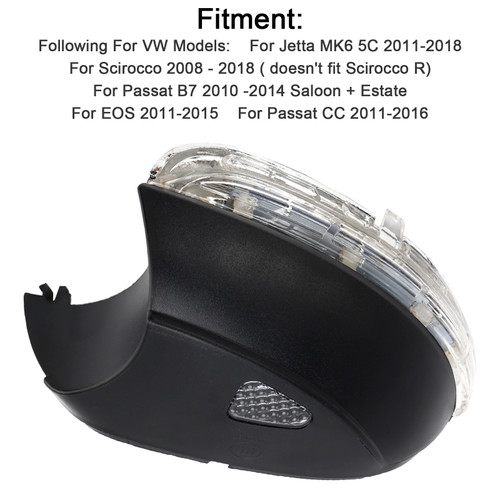 2011-2015 VW EOS LED Door Wing Mirror Indicator Signal Light Left Side 3C8949101 Generic