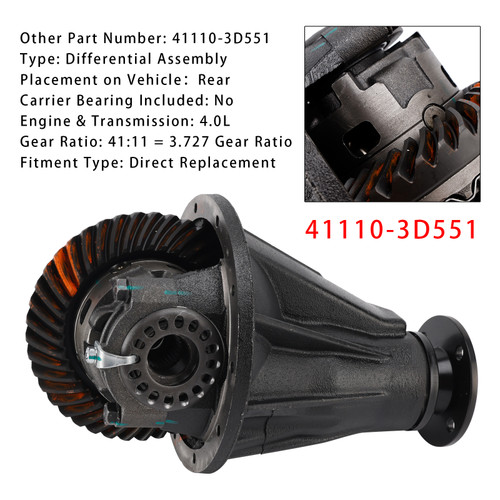 2003-2009 Toyota 4Runner 4WD 4.0L 4WD Rear Differential Assembly 41:11 3.727 Gear Ratio 41110-3D551 Generic