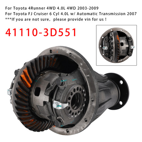 2007 Toyota FJ Cruiser 6 Cyl 4.0L w/ Automatic Transmission Rear Differential Assembly 41:11 3.727 Gear Ratio 41110-3D551 Generic