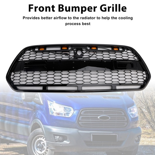 2015-2018 FORD TRANSIT MK8 With Led Light Front Bumper Grille Gloss Black Generic