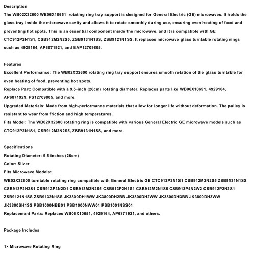 WB02X32600 WB06X10651 for GE Microwave Oven ROLLER RING TRAY SUPPORT