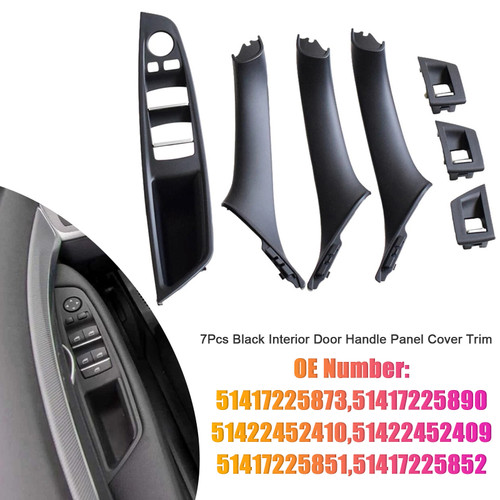 2010-2016 BMW 520 523 525 528 530 535 F10 7Pcs Left & Right Black Interior Door Handle Panel Cover Trim Set 51417261933 Generic