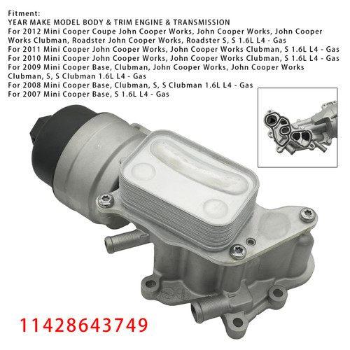 2010-2012 Mini Cooper Coupe John Cooper Oil Cooler Filter Housing with Oil Cooler 11428643749 Generic