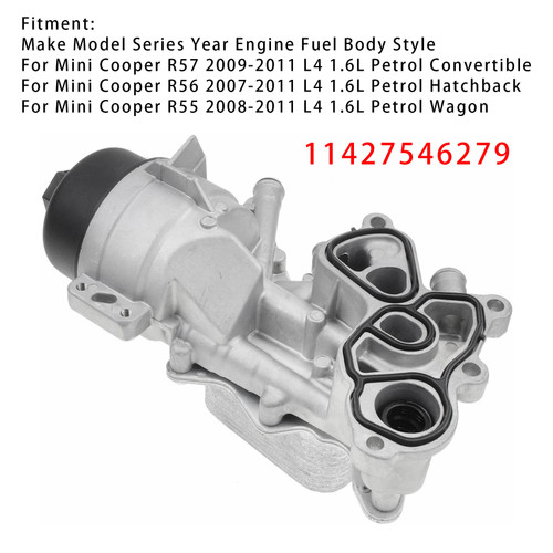 2007-2011 Mini Cooper R55 R56 R57 L4 1.6L Engine Oil Cooler Assembly 11427546279 Generic
