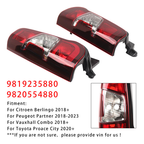 2020+ Toyota Proace City Left+Right Side Rear Tail Light Back Lamp 9819235880 9820554880 Generic