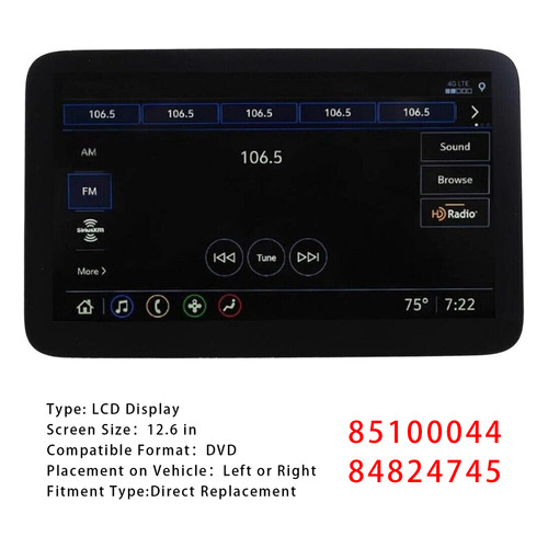 2021-2023 CHEVY Suburban 12.6 inches LCD Display 85100044 84824745 Generic