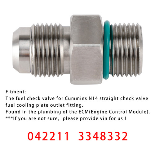 Fuel Pump Straight Fuel Check Valve Fitting 042211 3348332 For  Cummins N14