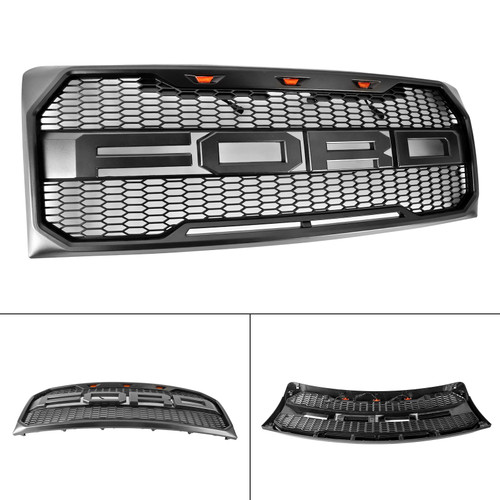 Raptor Style Front Bumper Grille Grill Fit Ford F150 2009-2014 With LED
