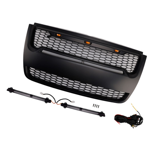 Black Front Upper Bumper Grill Grille Fit Ford Explorer 2006-2010 With Light