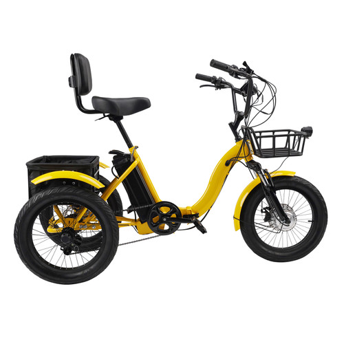 18" 48V 13AH 350W (peak 525W) Electric Trike Yellow Variable speed with IPX7 Display