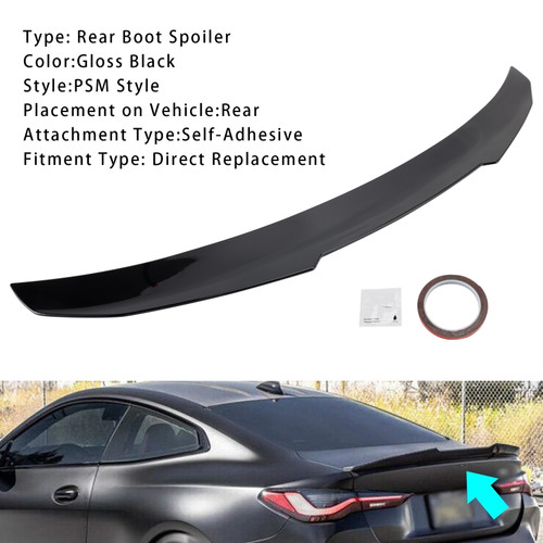 2020-ON BMW 4 Series G82 M4 Coupe Model Rear Boot Spoiler Gloss Black PMS Style Generic