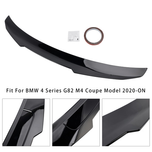 2020-ON BMW 4 Series G82 M4 Coupe Model Rear Boot Spoiler Gloss Black PMS Style Generic