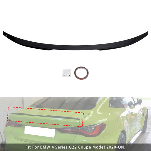 2020-ON BMW 4 Series G82 M4 Coupe Model Rear Boot Spoiler Gloss Black M4 Style Generic