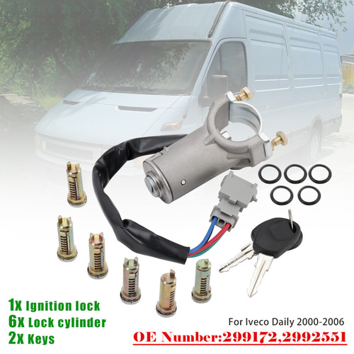 2000-2006 Iveco Daily Ignition lock+6x locking cylinder+key 2991727 Generic