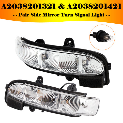 2002-2006 Mercedes-Benz E-Class W211 S211 Facelift Pair Side Mirror Turn Signal Light A2038201321 A2038201421 Generic
