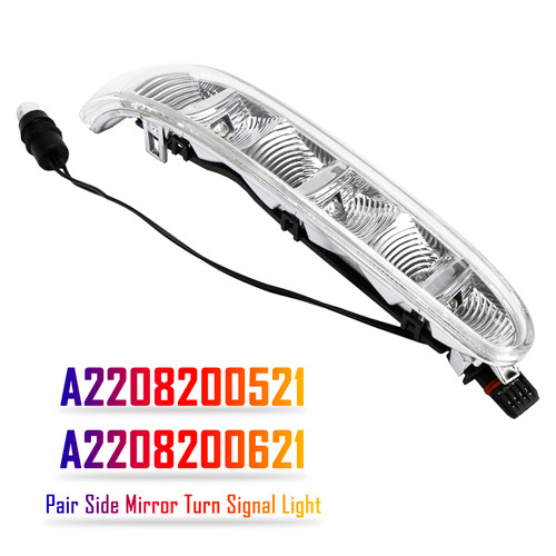2002-2006 Mercedes-Benz W220 W215 CL55 CL500 CL600 Pair Side Mirror Turn Signal Light A2208200521 A2208200621 Generic