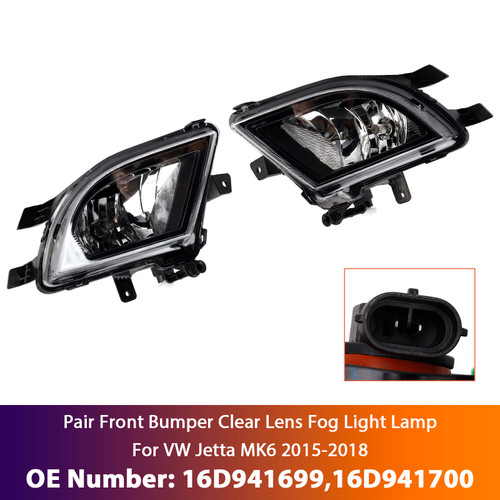 2015-2018 VW Jetta MK6 Pair Front Bumper Clear Lens Fog Light Lamp 16D941699,16D941700 Generic