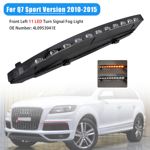 2010-2015 Audi Q7 Sport Version Front Left Bumper 11 LED Turn Signal Fog Light 4L0953041E White+Amber Generic