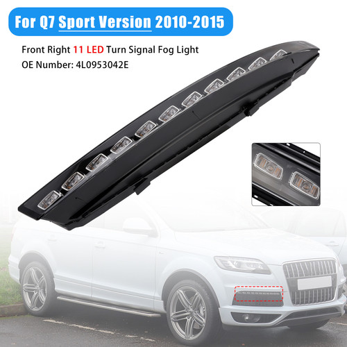 2010-2015 Audi Q7 Sport Version Front Right Bumper 11 LED Turn Signal Fog Light 4L0953042E White+Amber Generic
