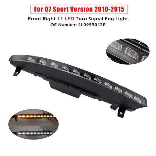 2010-2015 Audi Q7 Sport Version Front Right Bumper 11 LED Turn Signal Fog Light 4L0953042E White+Amber Generic