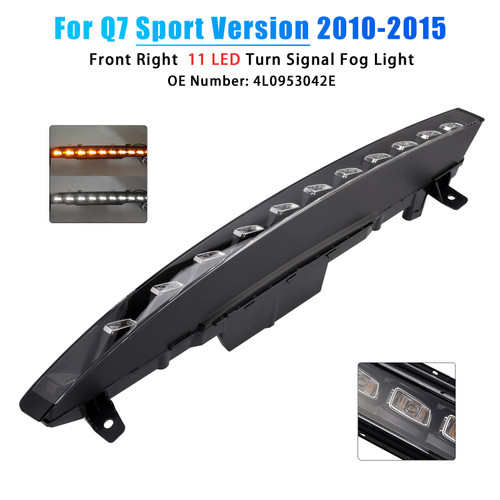 2010-2015 Audi Q7 Sport Version Front Right Bumper 11 LED Turn Signal Fog Light 4L0953042E White+Amber Generic