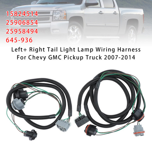 2007-2014 Chevy GMC Pickup Truck Left+ Right Tail Light Lamp Wiring Harness 15824514 25906854 Generic