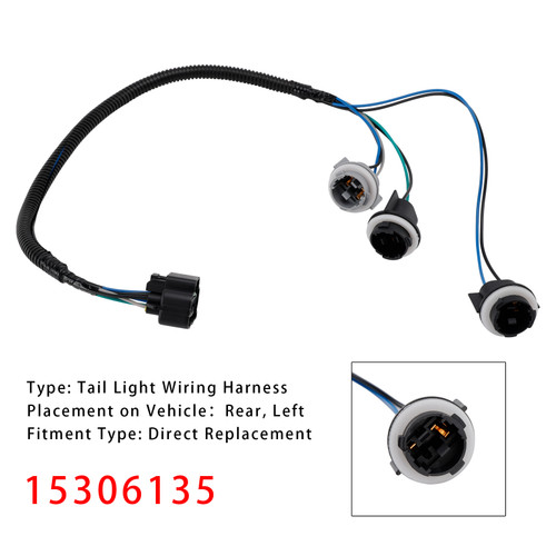 2000-2006 Suburban 1500 2500 Tahoe Yukon XL 1500 2500 Rear Left Tail Light Wiring Harness 15306135 Generic