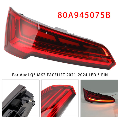 2021-2024 Audi Q5 MK2 FACELIFT LED 5 PIN Left Rear Tail Light Lamp LED 80A945075B Generic