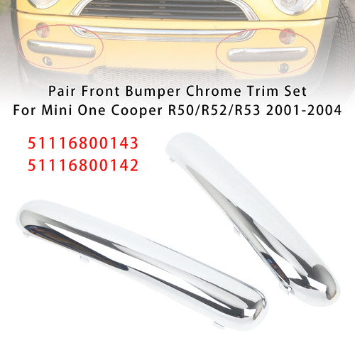2001-2004 Mini Copper One Cabrio R50 Pair Front Bumper Chrome Trim 51116800143 51116800142 Generic