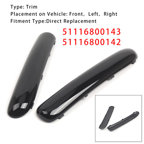 2001-2004 Mini Copper One Cabrio R50 Pair Front Bumper Trim 51116800143 51116800142 Glossy Black Generic