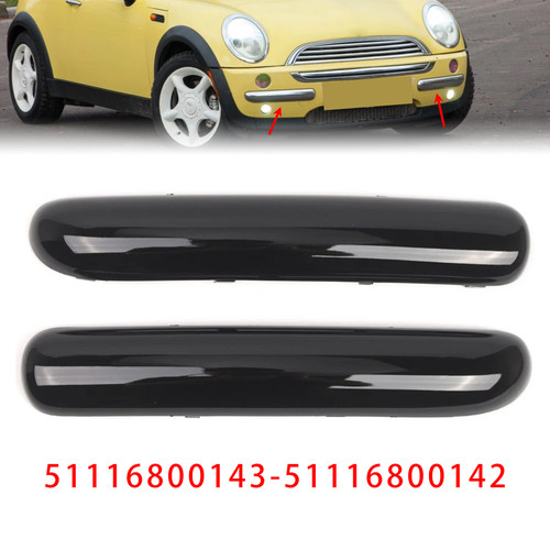 2001-2004 Mini Copper One Cabrio R50 Pair Front Bumper Trim 51116800143 51116800142 Glossy Black Generic